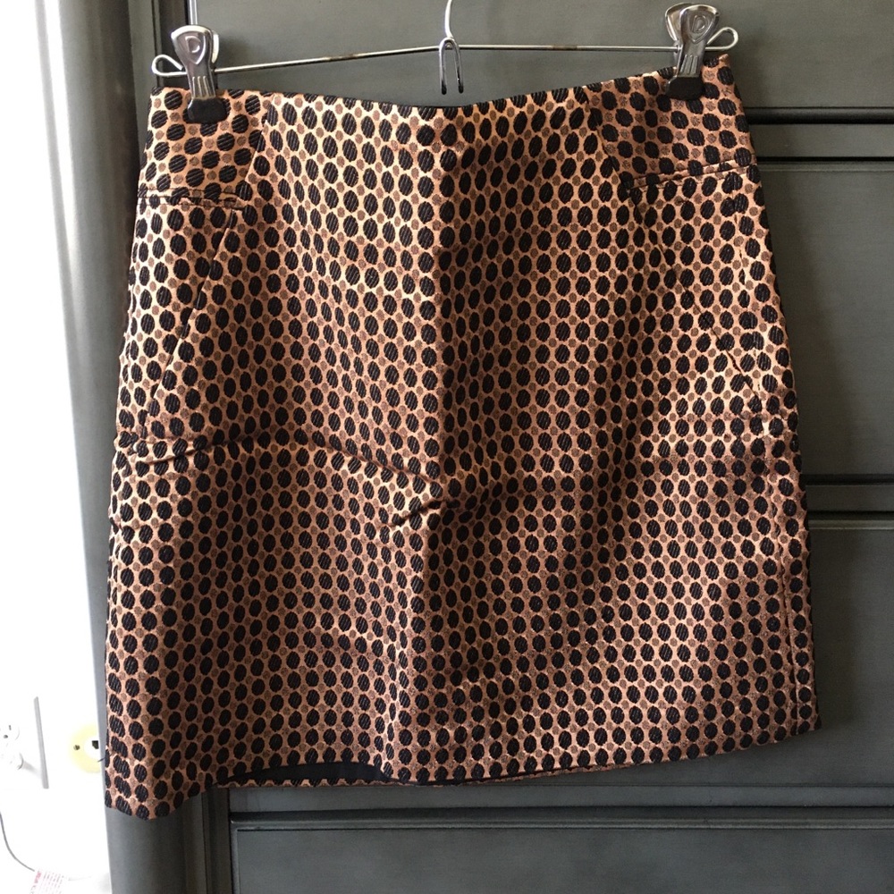 LOFT bronze & black jacquard mini skirt
